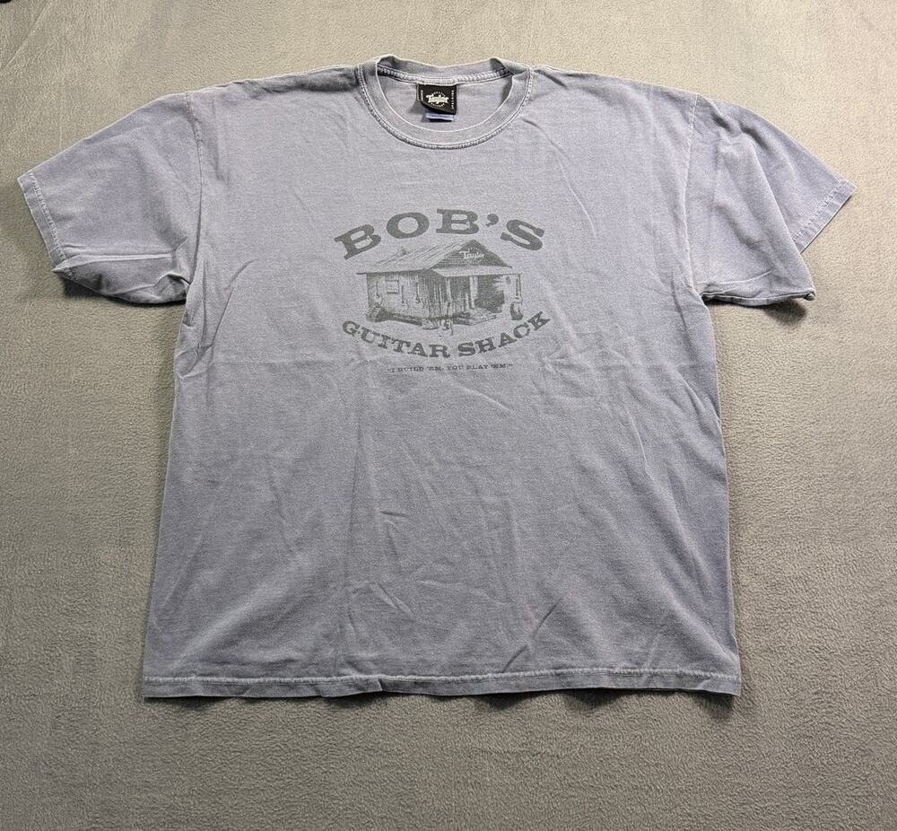 Taylor Guitars Bobs Guitar Shack T Shirt XL Gray Vintage Fade Graphic Tee Mens
